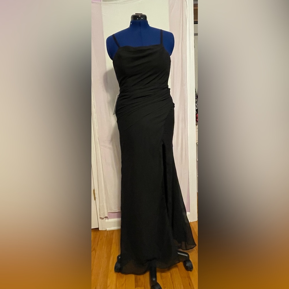 Elegant Black Ruched Dress with Corset Back